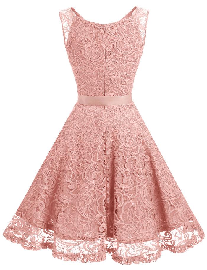 Dressystar Dressystar Floral Lace Bridesmaid Dress Blush