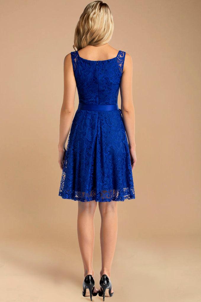 Dressystar Floral Lace Bridesmaid Dress Royal Blue