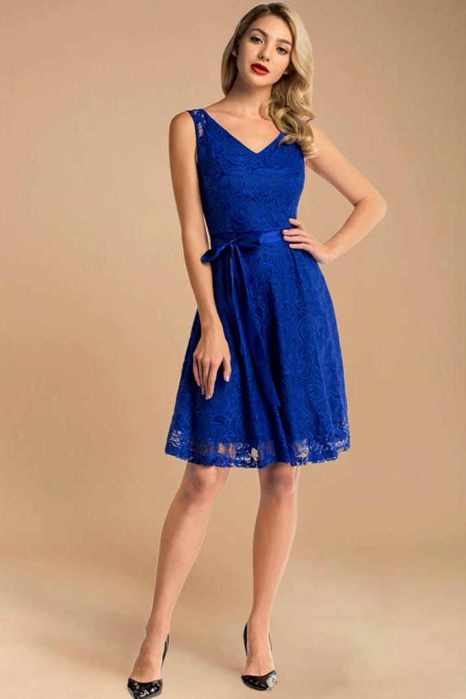 dressystar Floral Lace Bridesmaid Dress Royal Blue