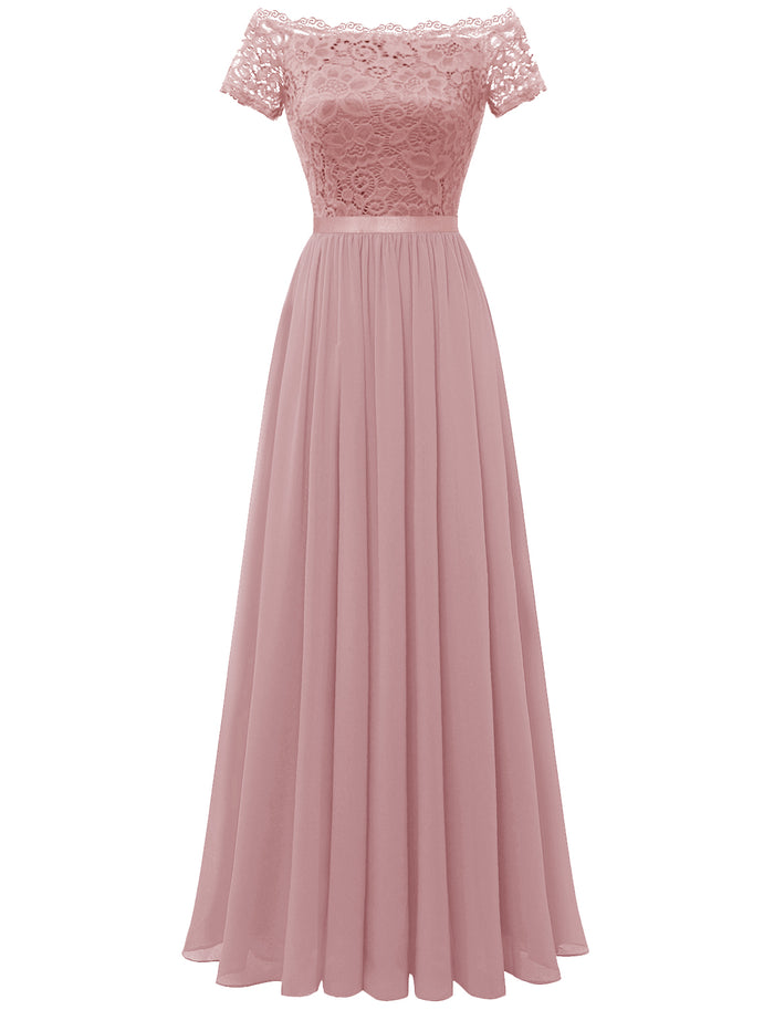dressystar Dressystar Floral Lace Formal Dress Off Shoulder Wedding Bridesmaid Party