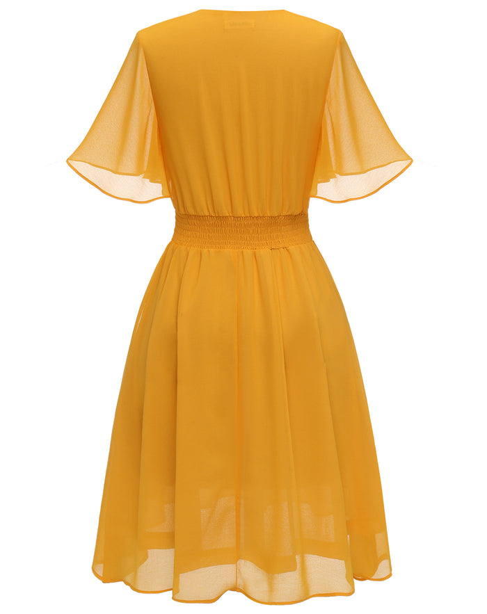 Dressystar Floral Print Chiffon Midi Dress