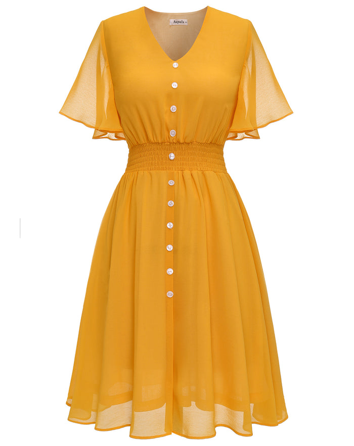 dressystar Floral Print Chiffon Midi Dress