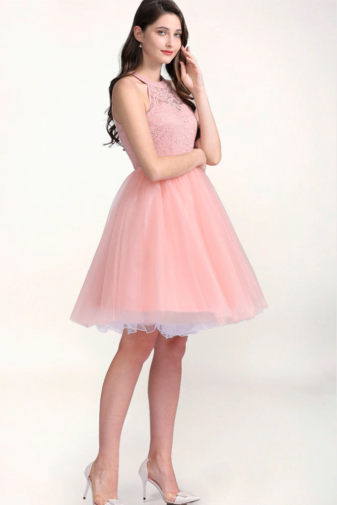 Dressystar Halter Homecoming Dress Blush