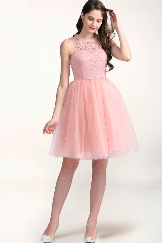 Dressystar Halter Homecoming Dress Blush