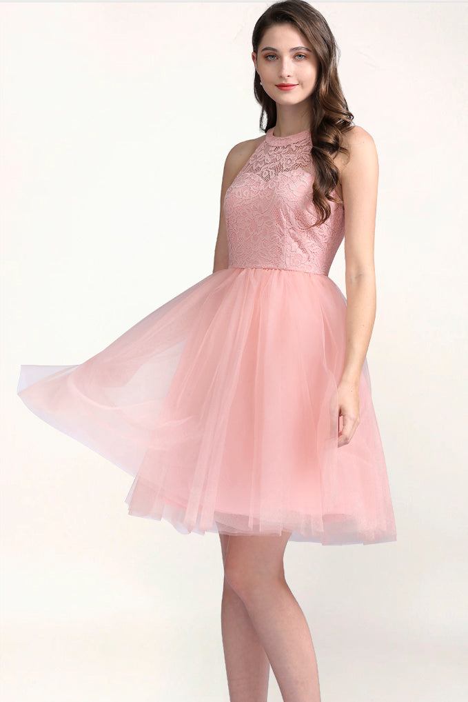 Dressystar Halter Homecoming Dress Blush