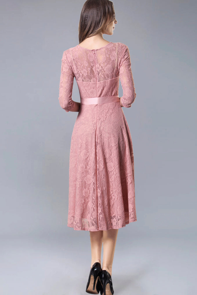 Dressystar Lace Midi Dress Blush