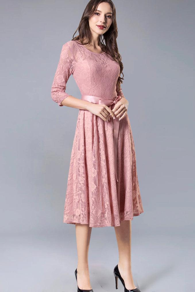 dressystar Lace Midi Dress Blush