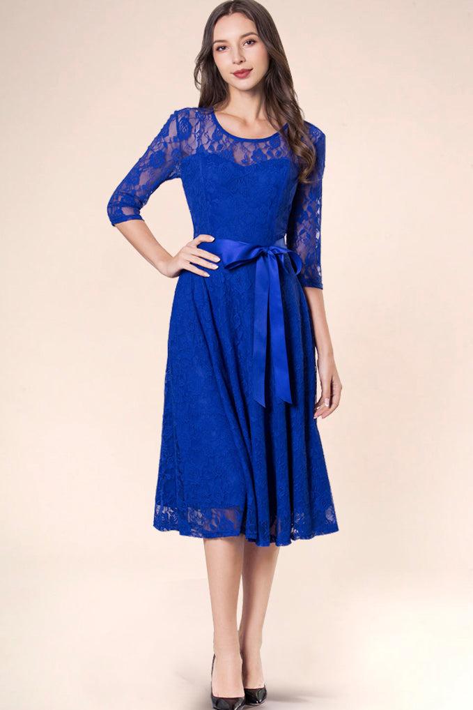 Dressystar Lace Midi Dress Royal Blue