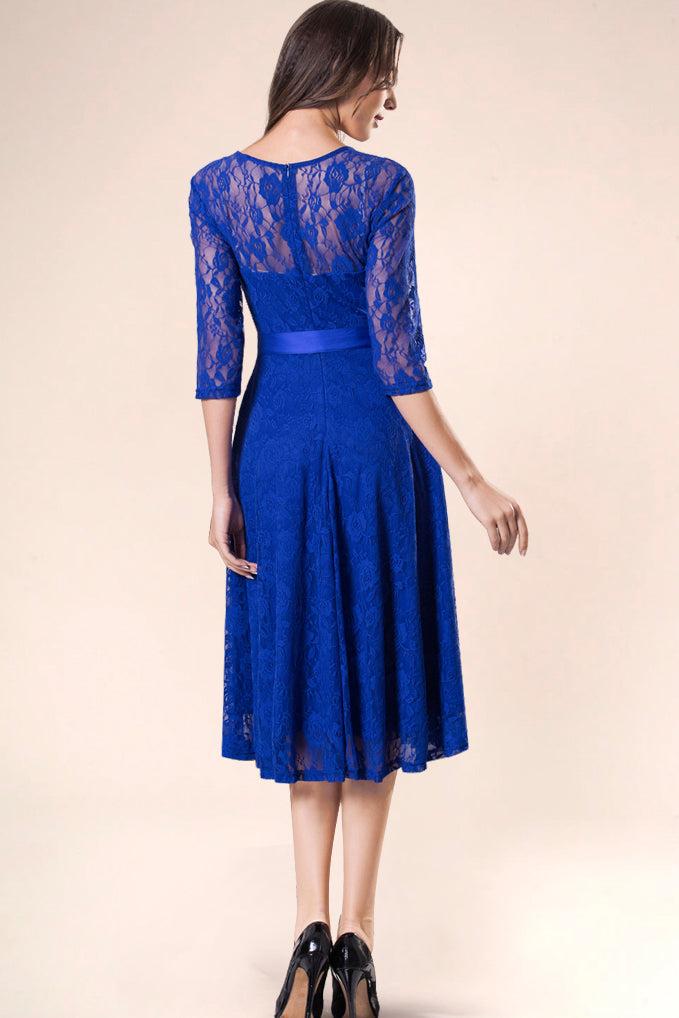 Dressystar Lace Midi Dress Royal Blue