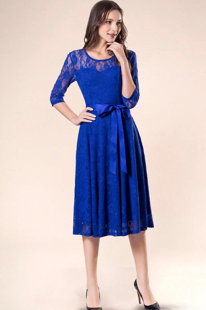 dressystar Lace Midi Dress Royal Blue
