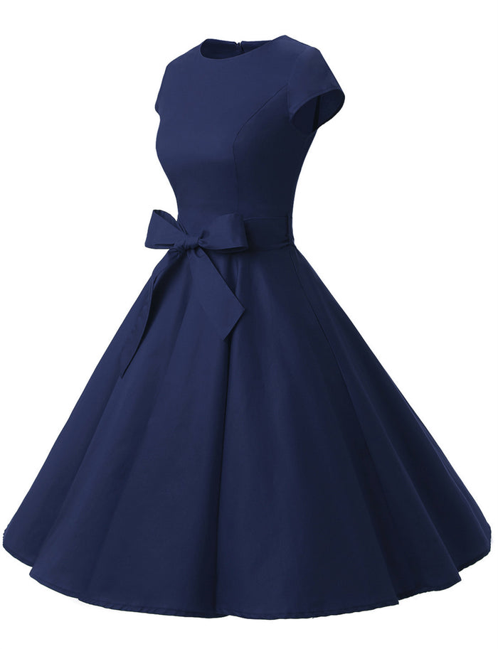 Dressystar Navy 1950s Vintage Dress Cap Sleeve
