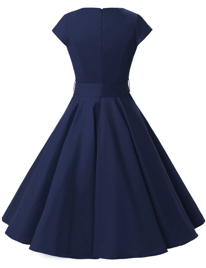 Dressystar Navy 1950s Vintage Dress Cap Sleeve