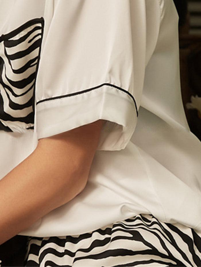 Dressystar Dressystar Pajamas Striped Women's Short Sleeve Button Sleepwear Shorts Shirt PJ Set