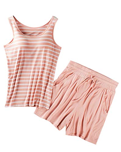 Dressystar Dressystar Pink Cotton Summer Pajamas Set Top And Short