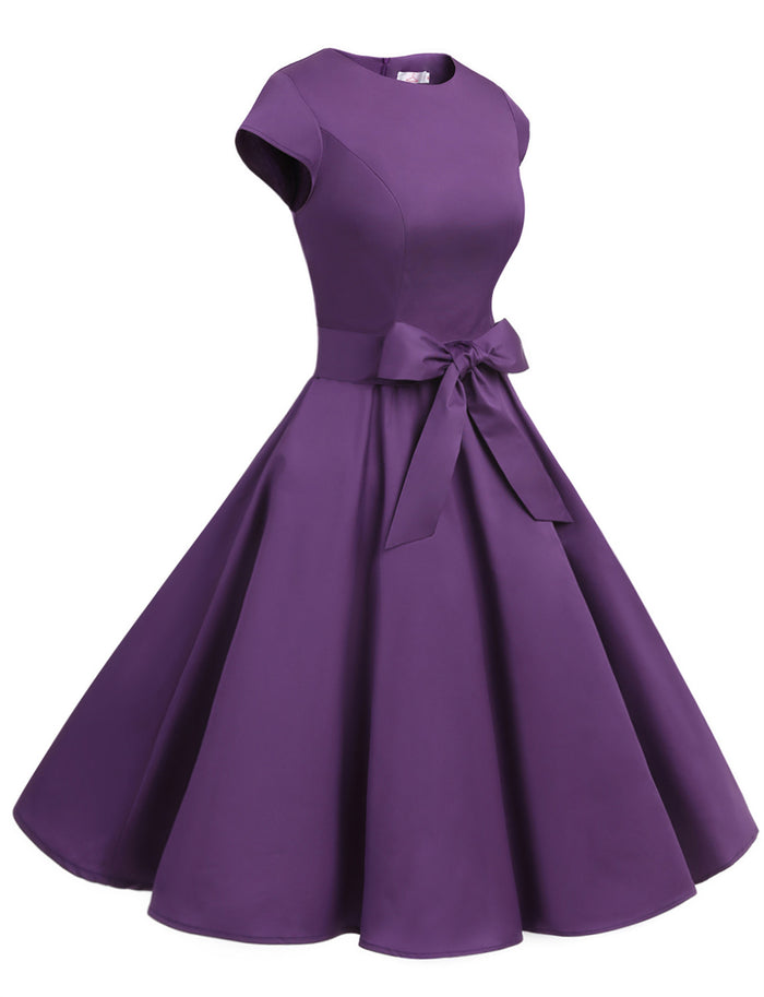 Dressystar Purple 1950s Vintage Dress Cap Sleeve