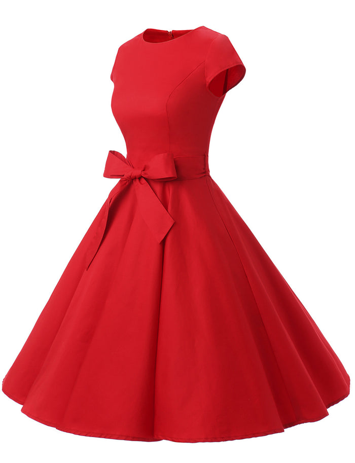 Dressystar Red 1950s Vintage Dress Cap Sleeve