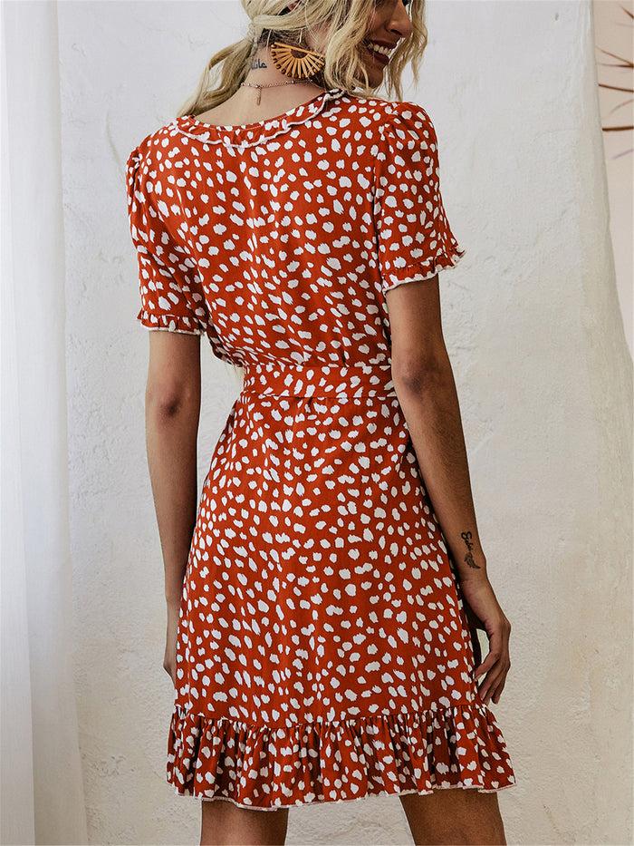 Dressystar Ruched Ruffled Wrap Dress