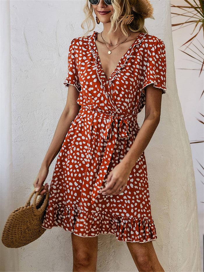 dressystar Ruched Ruffled Wrap Dress