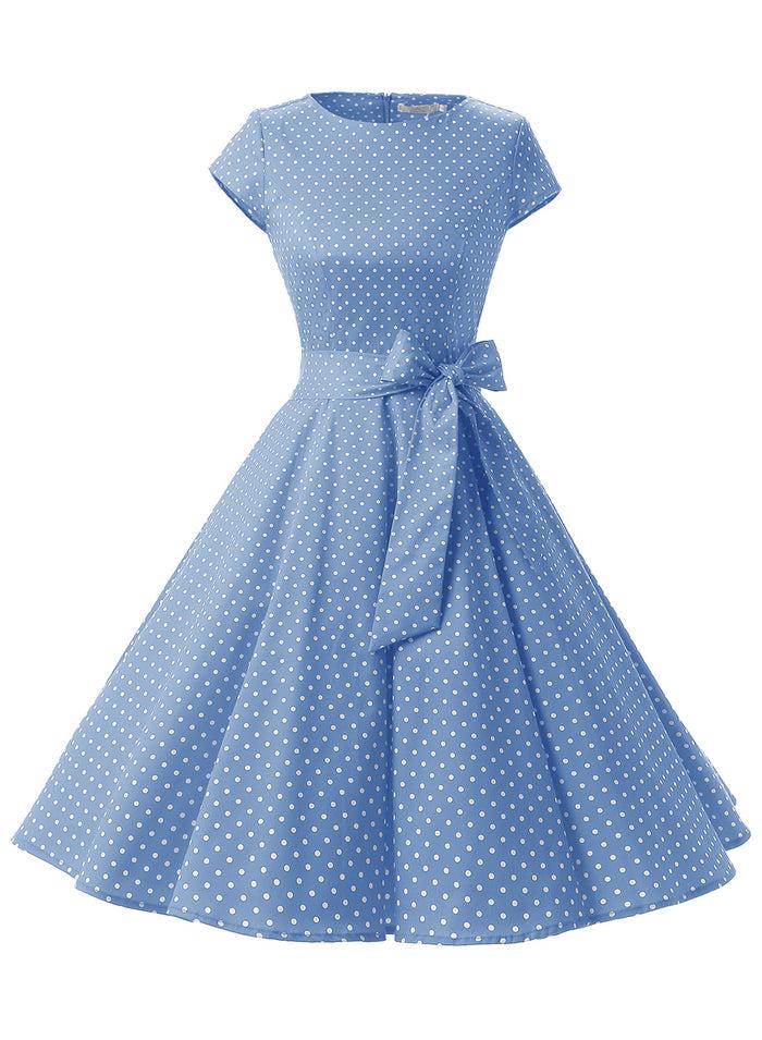 dressystar Sky Blue 1950s Vintage Dress Cap Sleeve