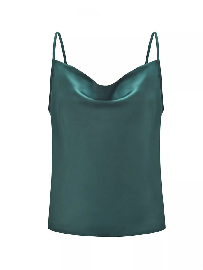 Dressystar Summer Silky Casual Tank Top Dark Green