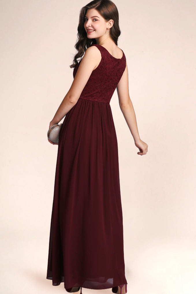 Dressystar V Neck Prom Dress Burgundy