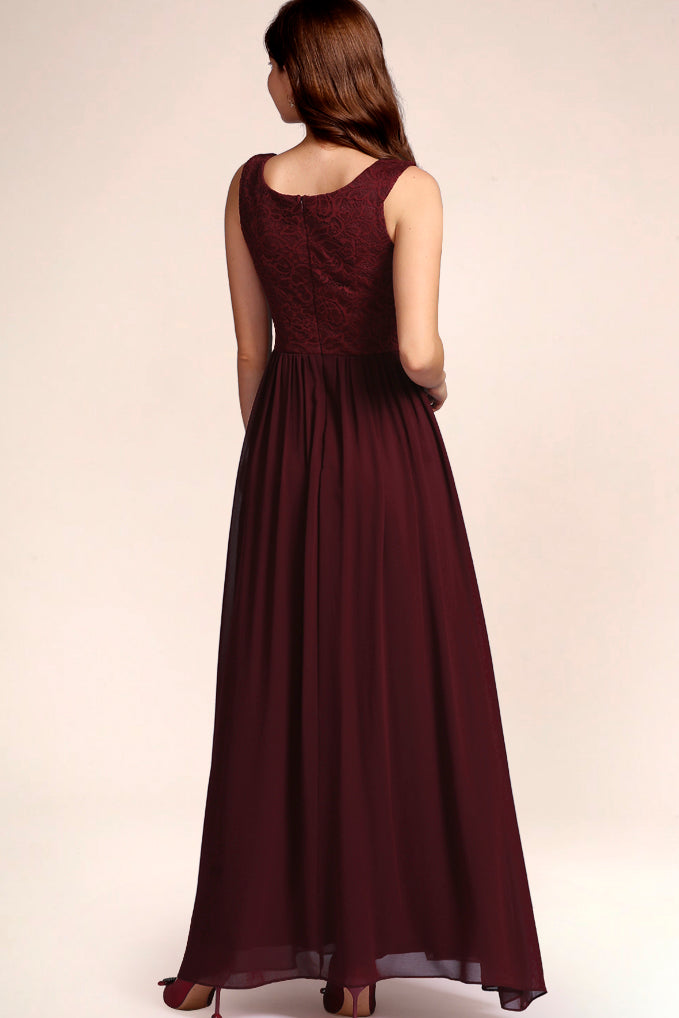 Dressystar V Neck Prom Dress Burgundy