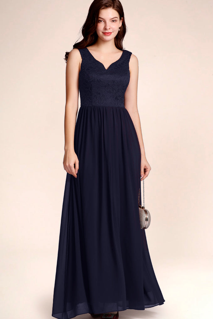 Dressystar V Neck Prom Dress Navy