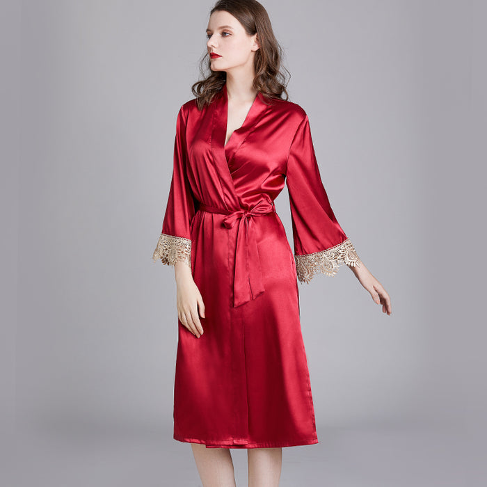 Dressystar Dressystar Women Burgundy Kimono Robe Satin Bridal Dressing Gown Bride Bridesmaid Robes Sleepwear