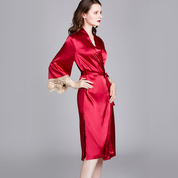 Dressystar Dressystar Women Burgundy Kimono Robe Satin Bridal Dressing Gown Bride Bridesmaid Robes Sleepwear