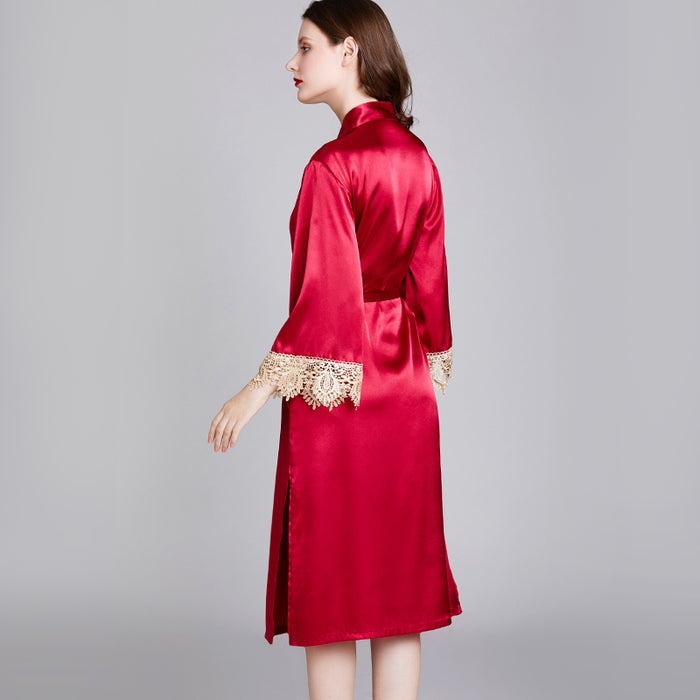 Dressystar Dressystar Women Burgundy Kimono Robe Satin Bridal Dressing Gown Bride Bridesmaid Robes Sleepwear