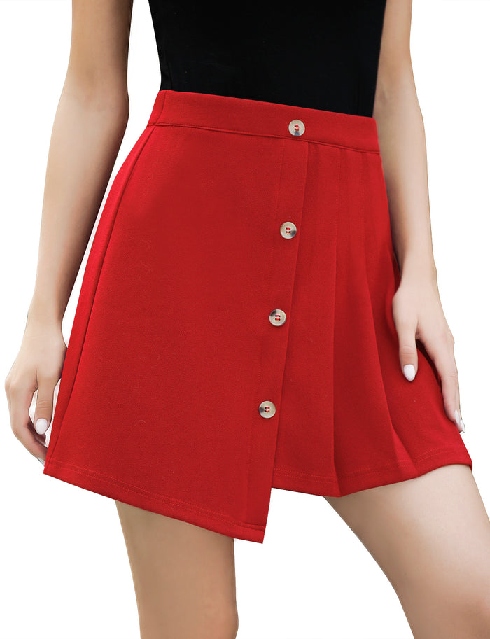 dressystar Dressystar Women Mini Pleated Skirt Basic Skirt Red