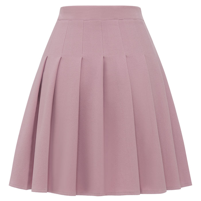 Dressystar Dressystar Women Mini Pleated Skirt High Low Basic Flared A Line Skirt Pink
