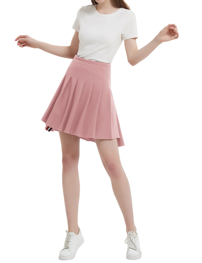 Dressystar Dressystar Women Mini Pleated Skirt High Low Basic Flared A Line Skirt Pink