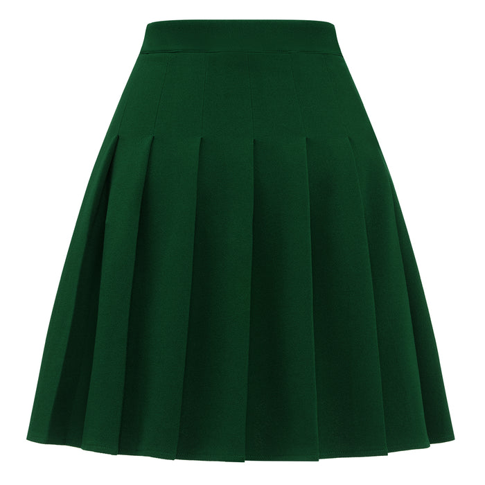 Dressystar Dressystar Women Mini Pleated Skirt High Low Basic Flared A Line Skirt Green