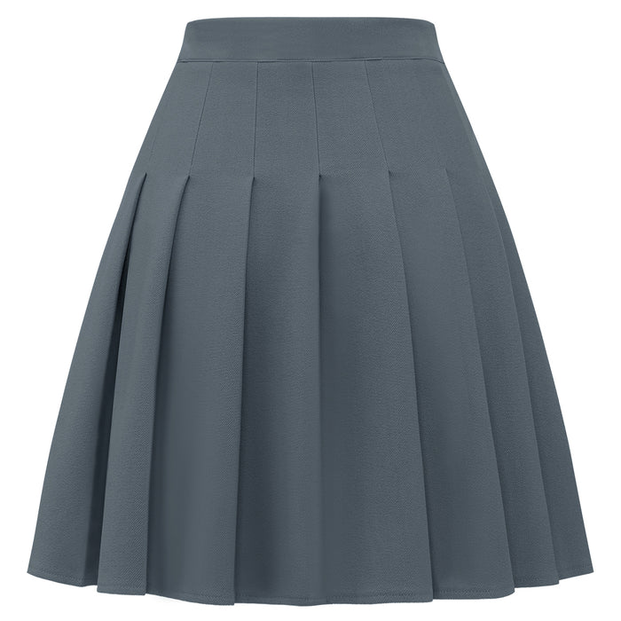 Dressystar Dressystar Women Mini Pleated Skirt High Low Basic Flared A Line Skirt Grey