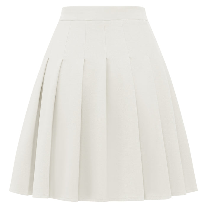 Dressystar Dressystar Women Mini Pleated Skirt High Low Basic Flared A Line Skirt White