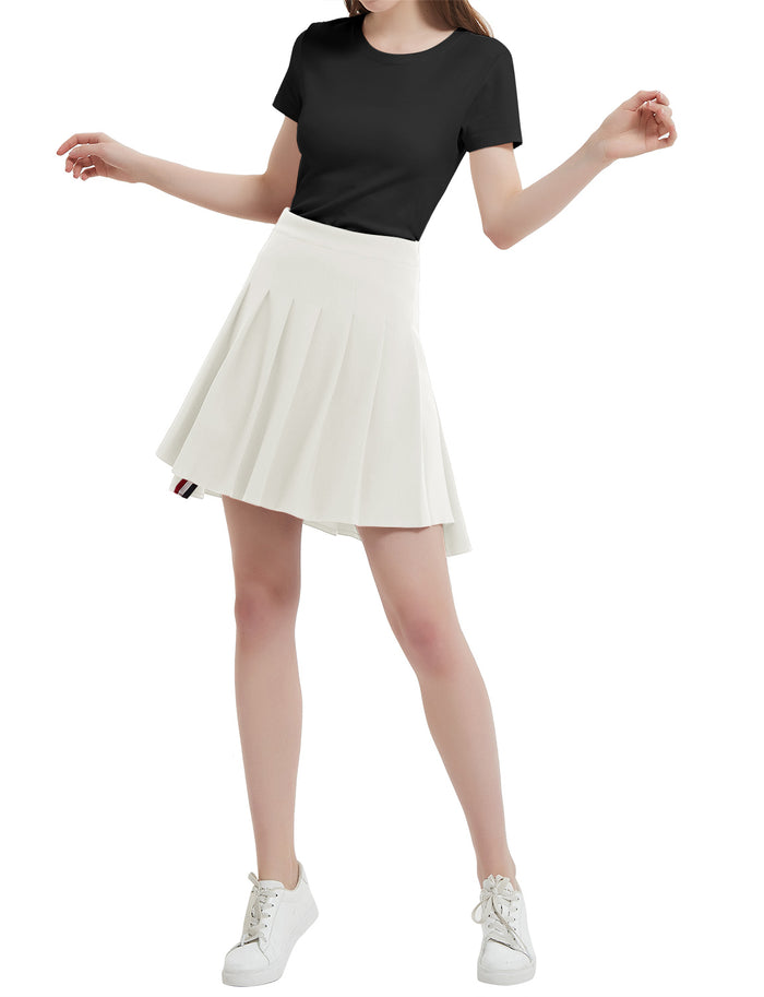 Dressystar Dressystar Women Mini Pleated Skirt High Low Basic Flared A Line Skirt White