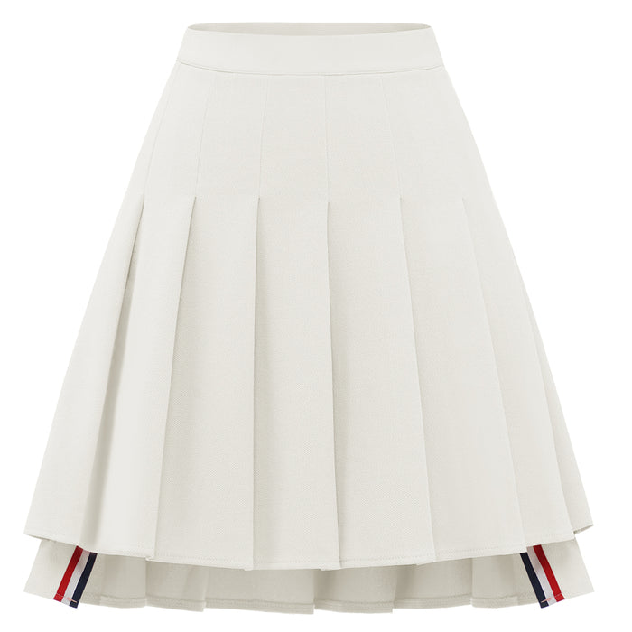 dressystar Dressystar Women Mini Pleated Skirt High Low Basic Flared A Line Skirt White