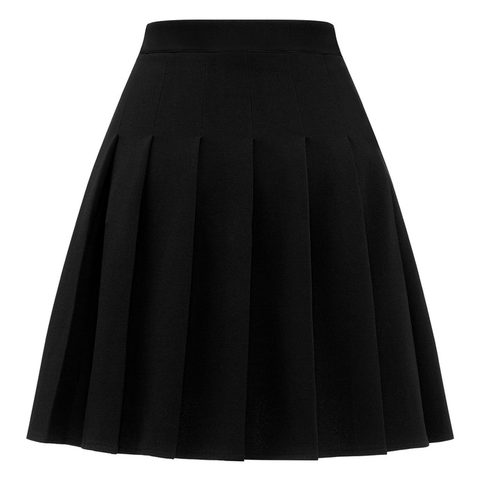 Dressystar Dressystar Women Mini Pleated Skirt High Low Basic Flared A Line Skirt Black