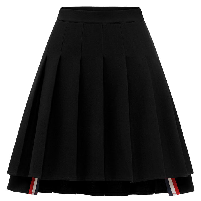 dressystar Dressystar Women Mini Pleated Skirt High Low Basic Flared A Line Skirt Black