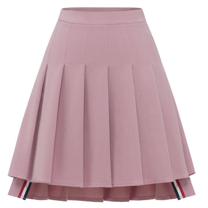 dressystar Dressystar Women Mini Pleated Skirt High Low Basic Flared A Line Skirt Pink