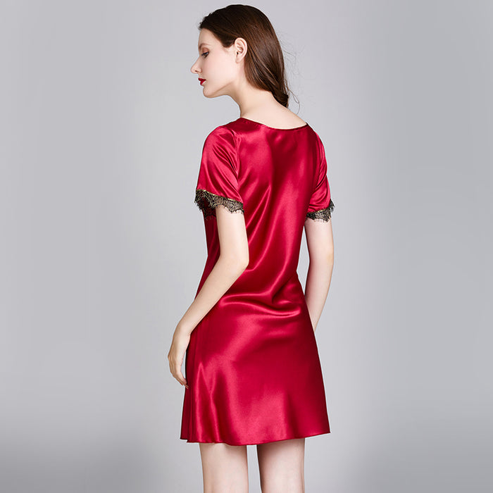 Dressystar Dressystar Women Nightgowns Sexy Sleep Shirts Lace Trim V Neck Short Sleeve Sleepwear