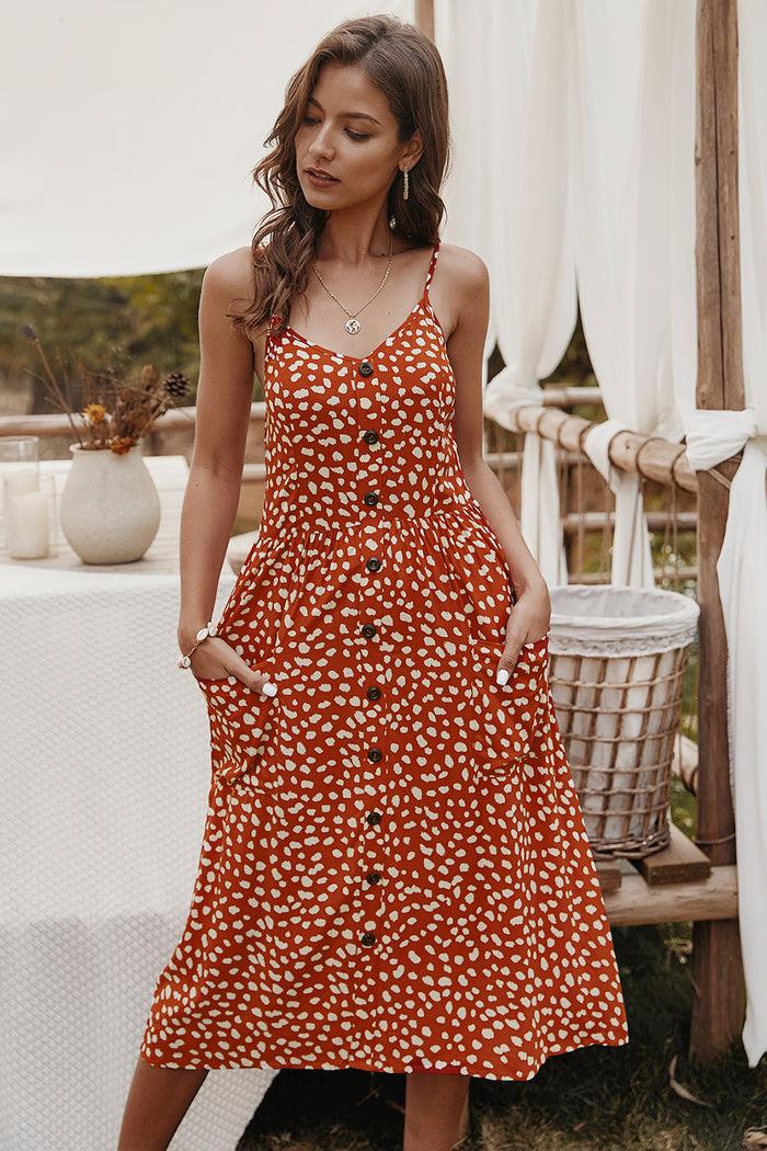 Dressystar Dressystar Women Orange Summer Casual Beach Dress Boho With Pockets