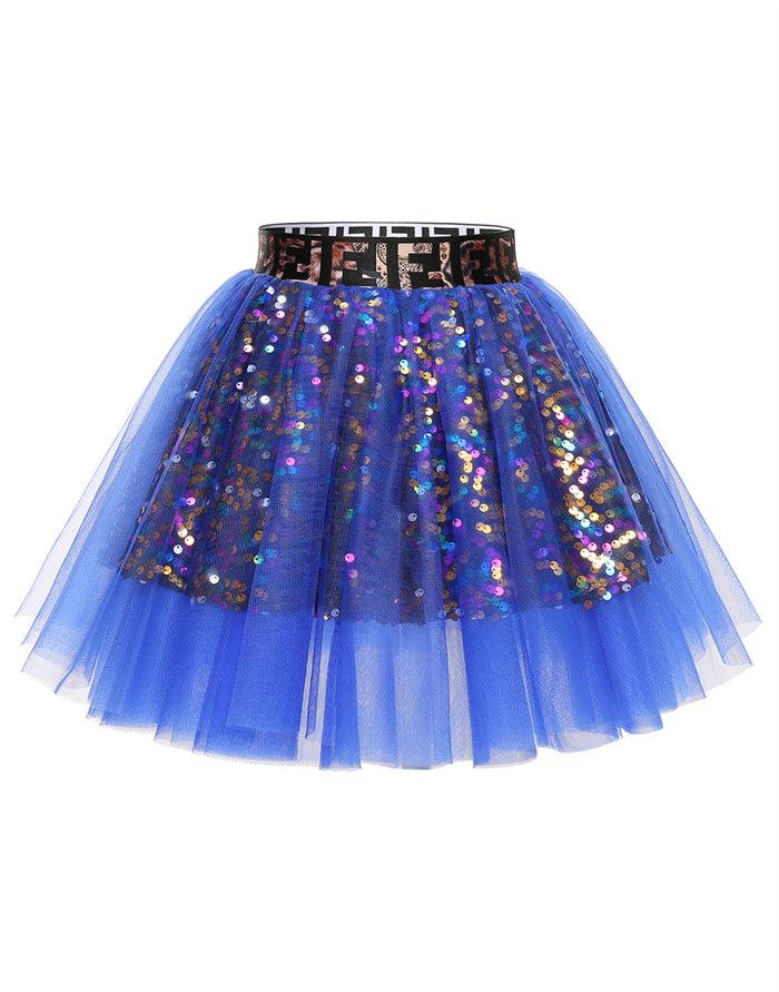 dressystar Dressystar Women Tutu Mini Sequins Skirts Tulle Petticoat Party Skirt RoyalBlue