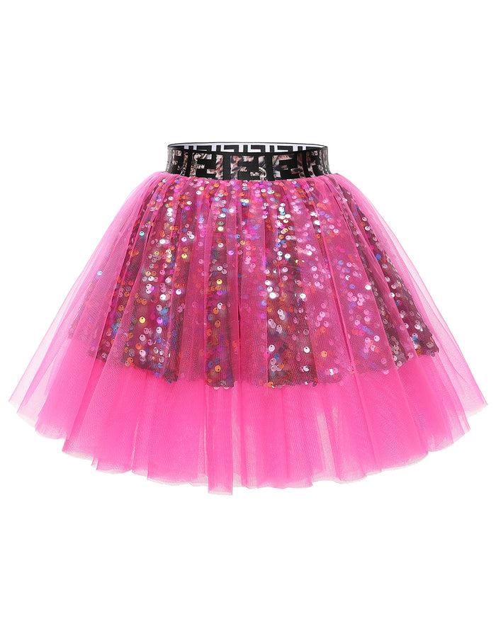 dressystar Dressystar Women Tutu Mini Sequins Skirts Tulle Petticoat Party Skirt Rose