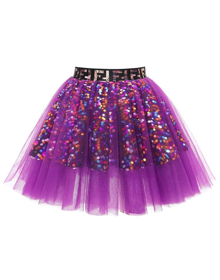 dressystar Dressystar Women Tutu Mini Sequins Skirts Tulle Petticoat Party Skirt Grape