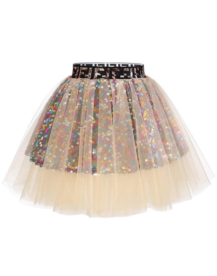 dressystar Dressystar Women Tutu Mini Sequins Skirts Tulle Petticoat Party Skirt Champagne