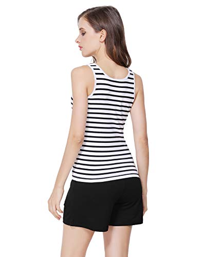 Dressystar Dressystar Women White And Black Cotton Pajamas Set Sleepwear Loungewear