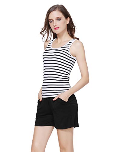 dressystar Dressystar Women White and Black Cotton Pajamas Set Sleepwear Loungewear