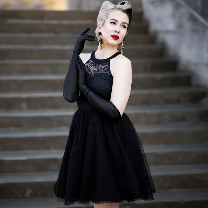 Dressystar Dressytar Women Cocktail Party Dress Lace Black